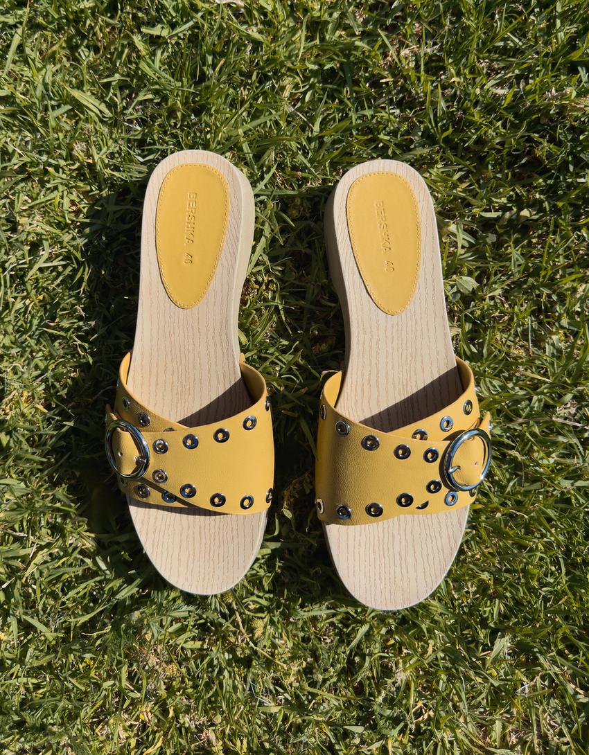 High-heel mule sandals-YELLOW