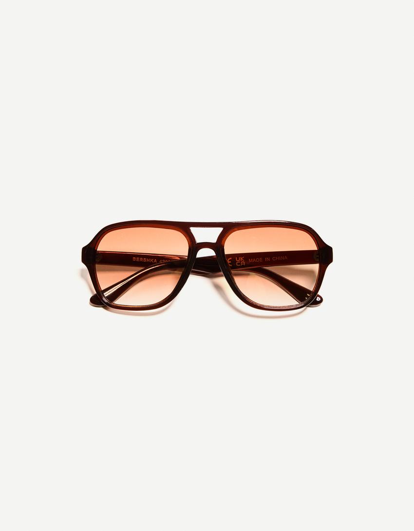 Retro-style sunglasses-Brown