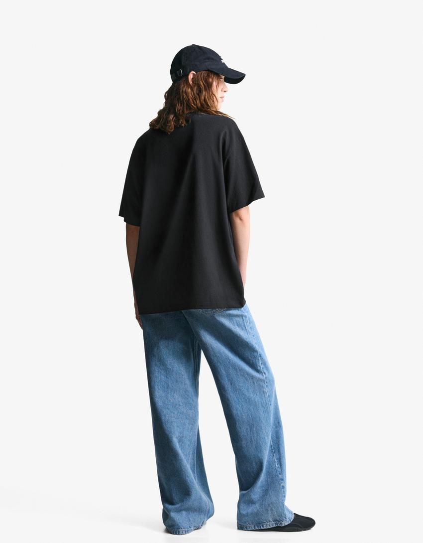 Short sleeve T-shirt with print-Black-2