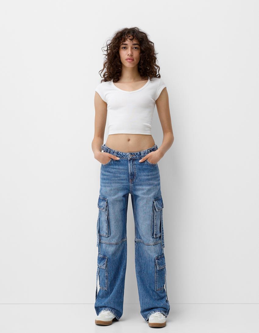 Multi pocket Cargo Jeans BSK Teen Bershka multi-pocket-cargo-jeans-bsk-teen-bershka