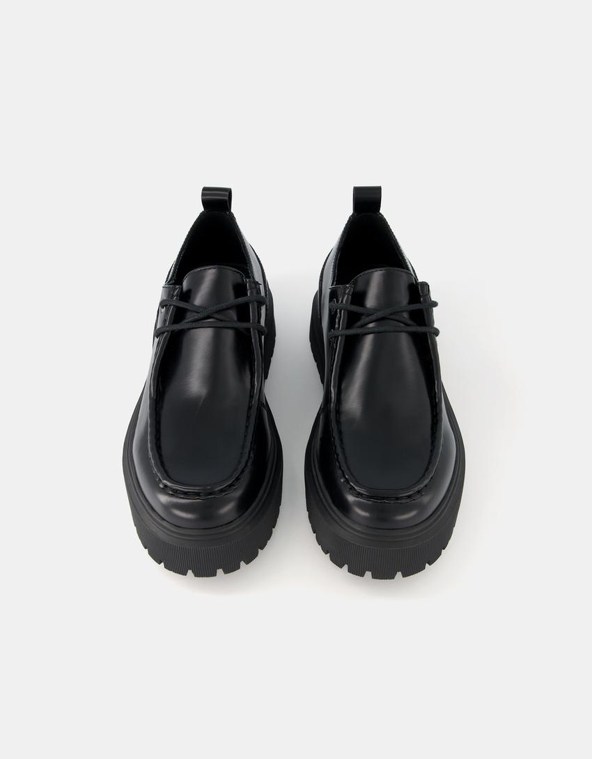 Chaussures plates à lacets-Noir-4