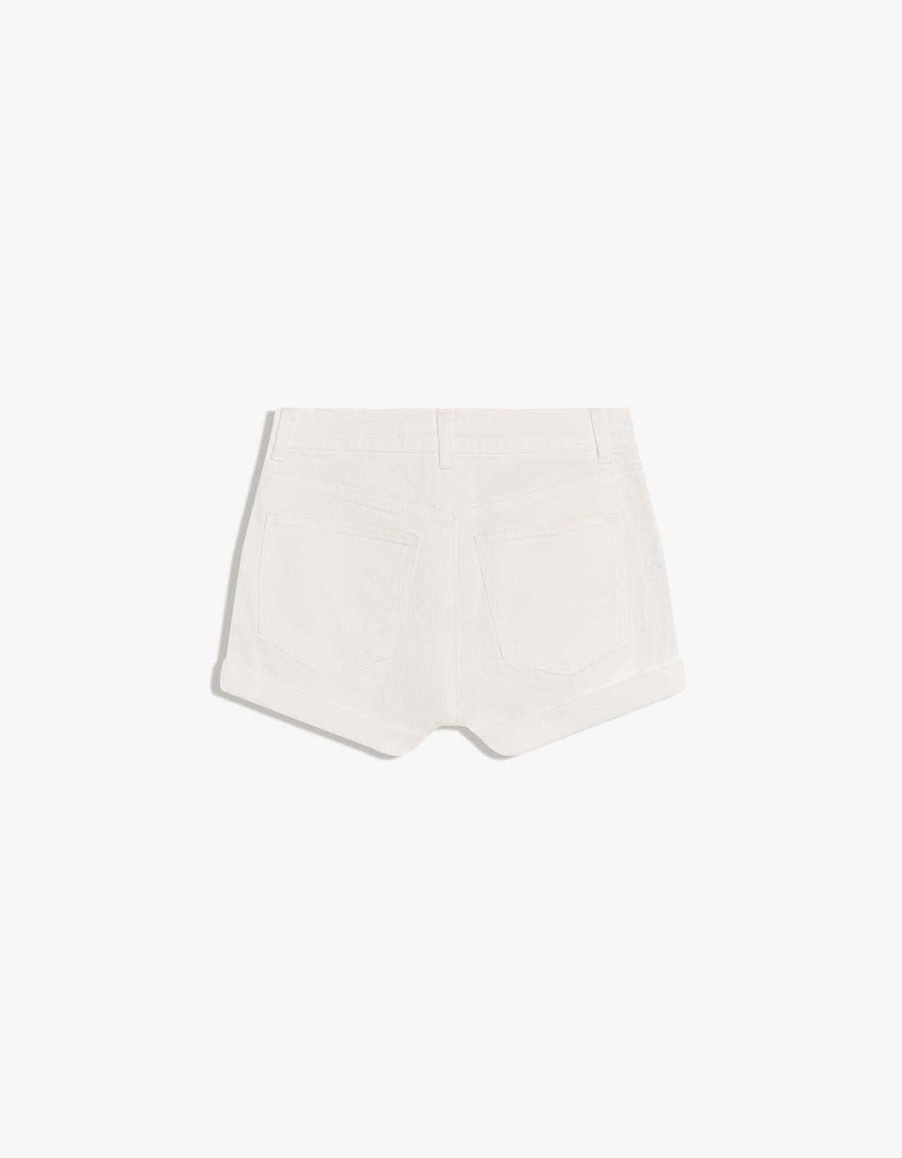 Roll-up denim shorts — White