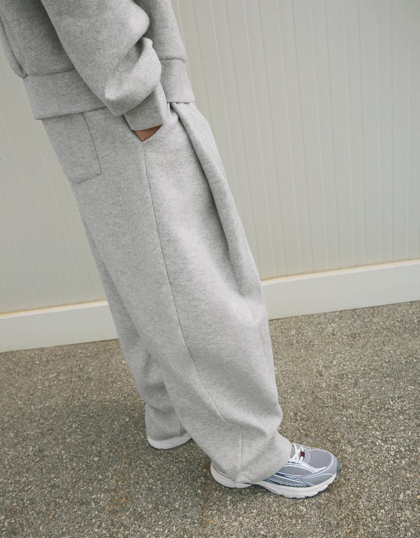 Pantalón balloon pinzas pano-Gris