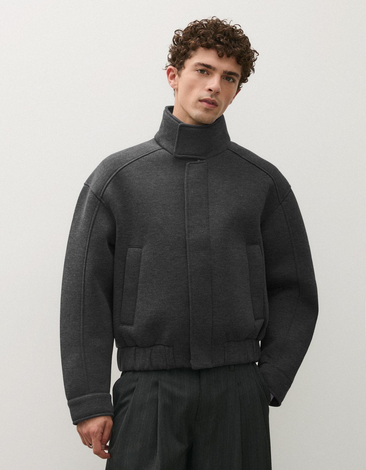 Technical high neck jacket — Grey