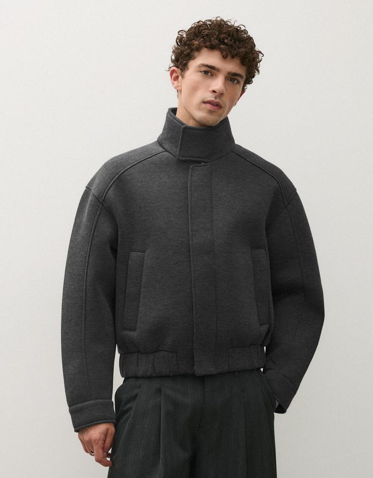 Technical high neck jacket — Grey