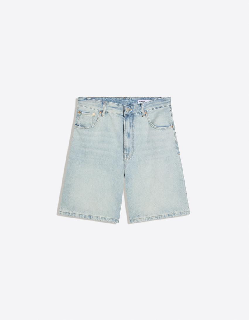 Denim Bermuda shorts-Light blue