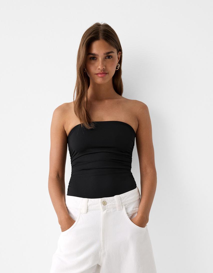 Body bandeau froncé-Noir-0