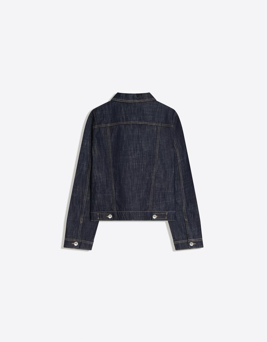 Veste en jean zippée-Marine