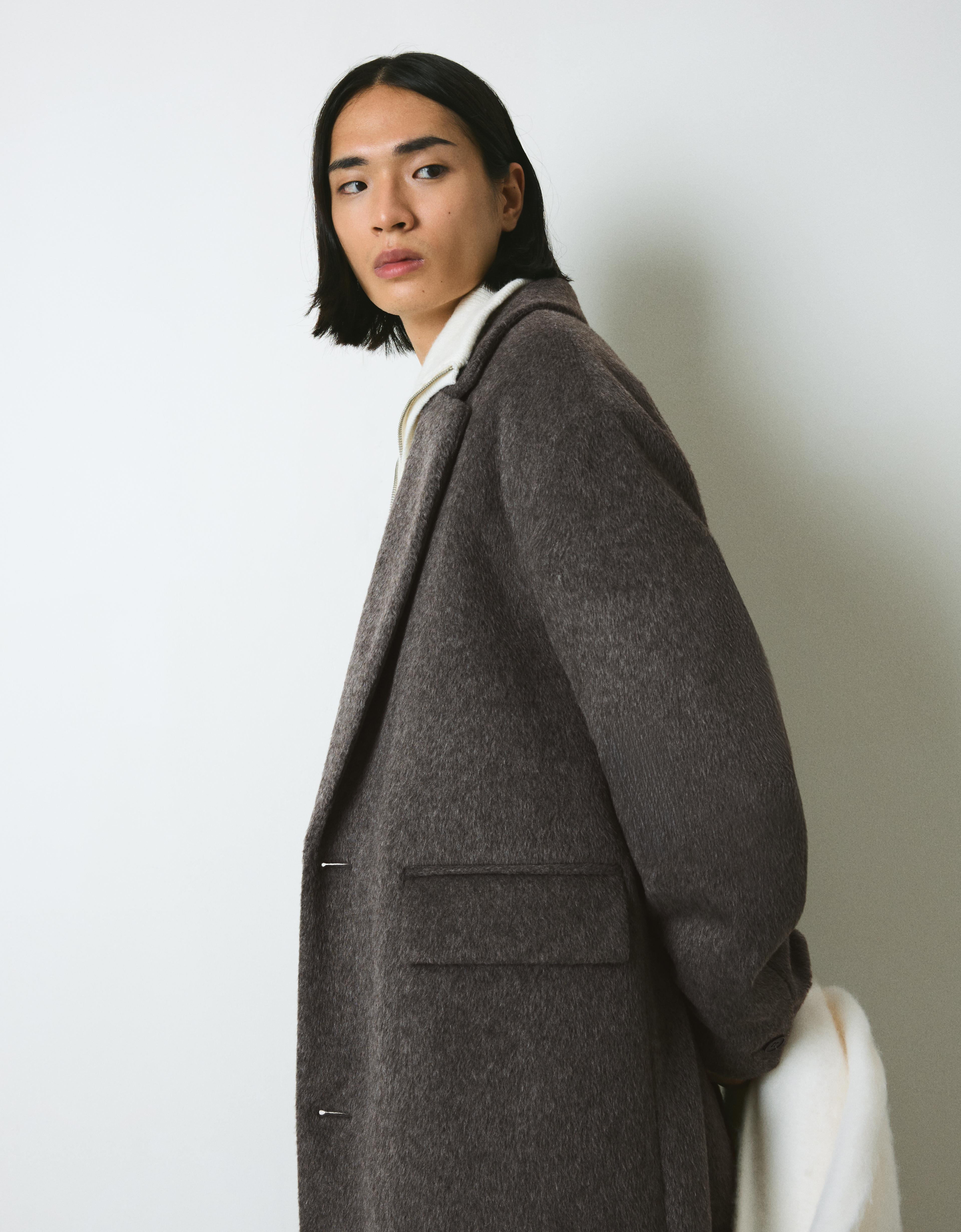 Bershka Mantel Mit Gebürsteter Optik Herren L Grau