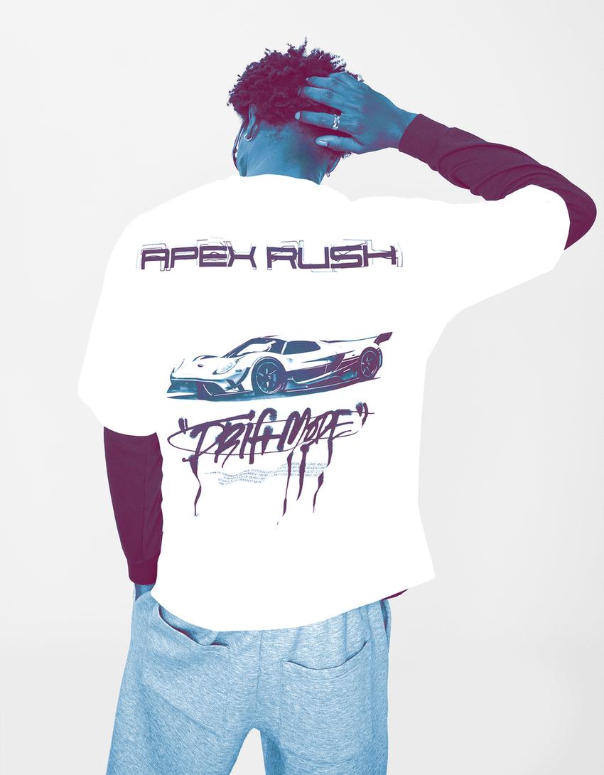 T-shirt manches courtes imprimé-Blanc