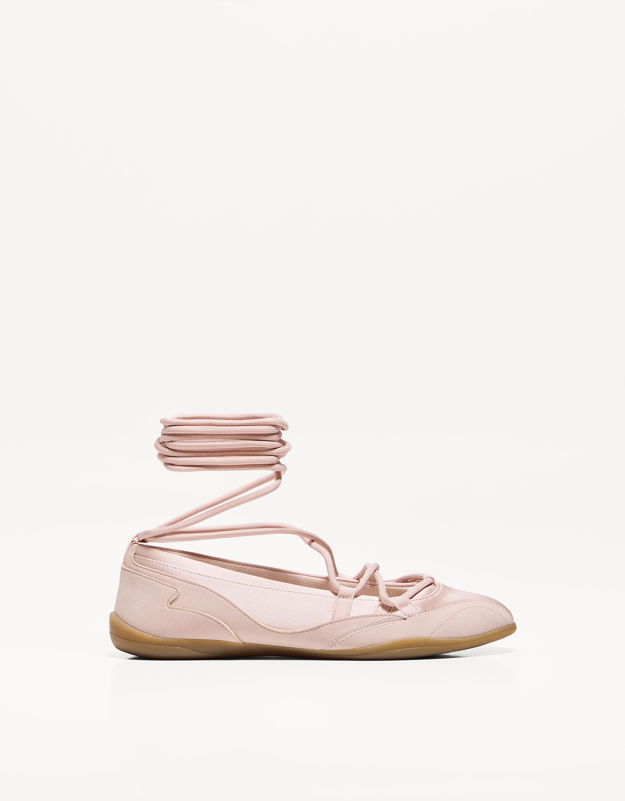 Bershka Ballerina-Sneaker Mit Schnürung Damen 36 Rosa