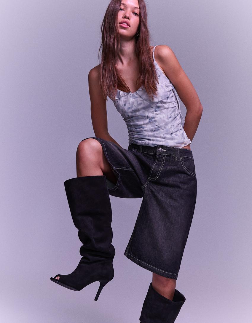 Bottes talon aiguille fente-Noir-1