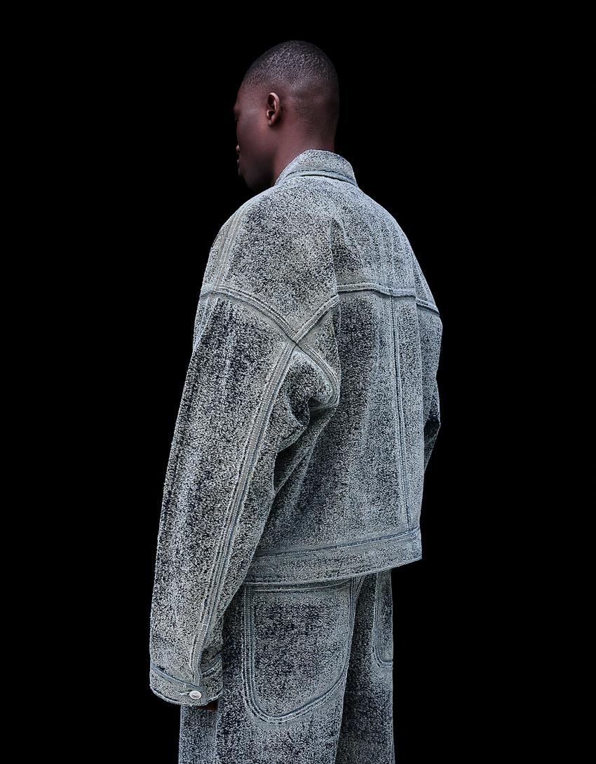 Cazadora denim textura-Azul lavado