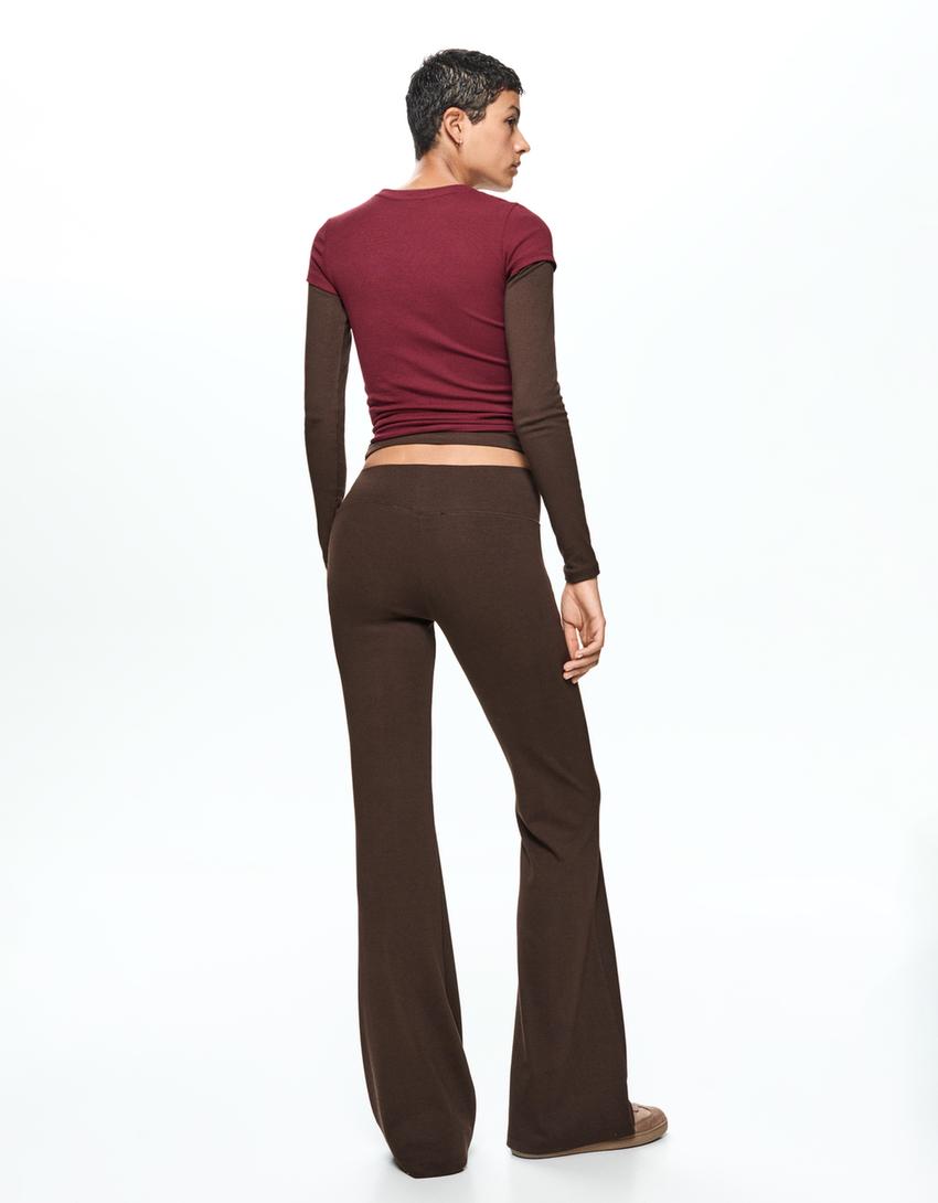 Pantalón flare-Marrón-1