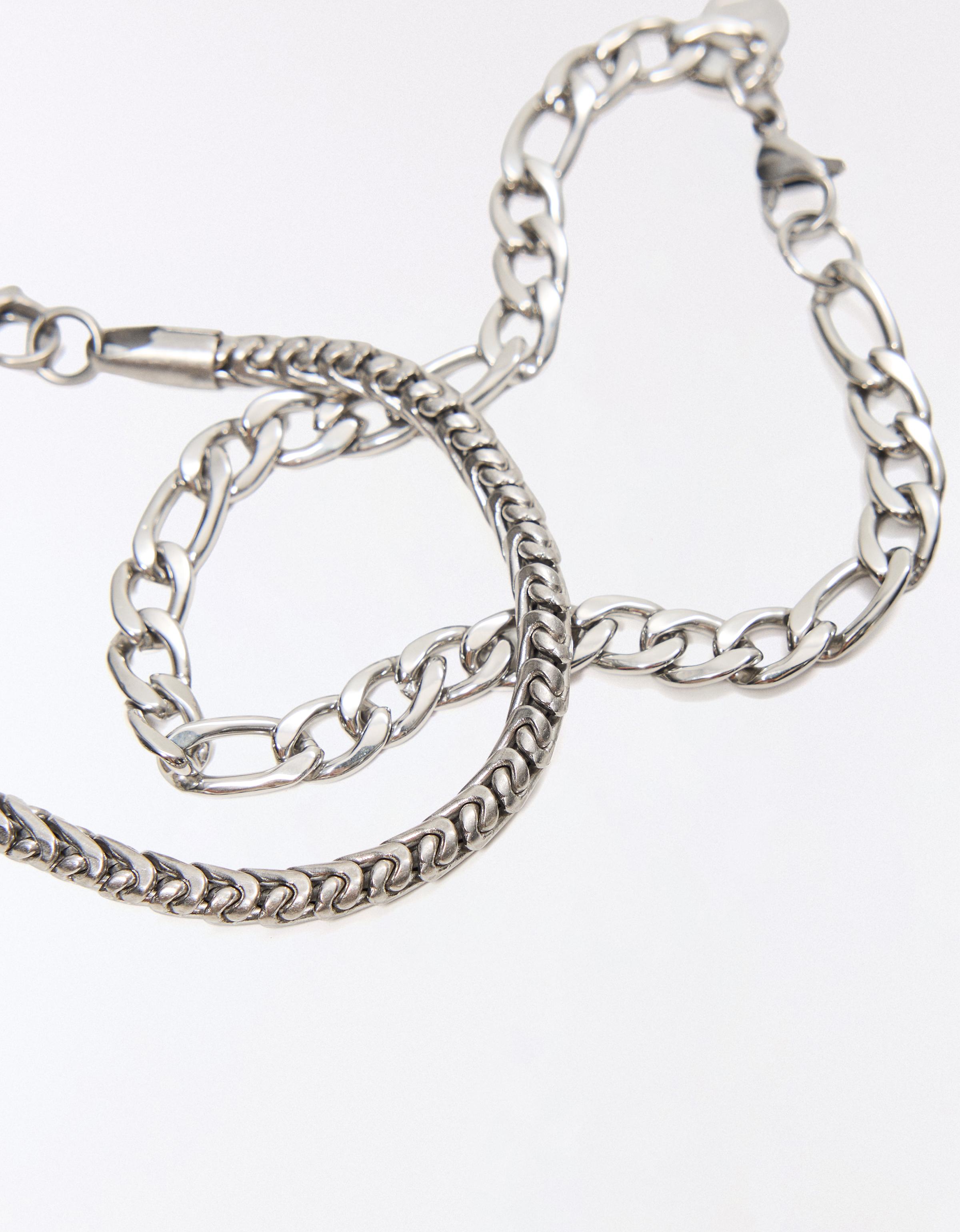Pack of 2 steel chain bracelets — Silver