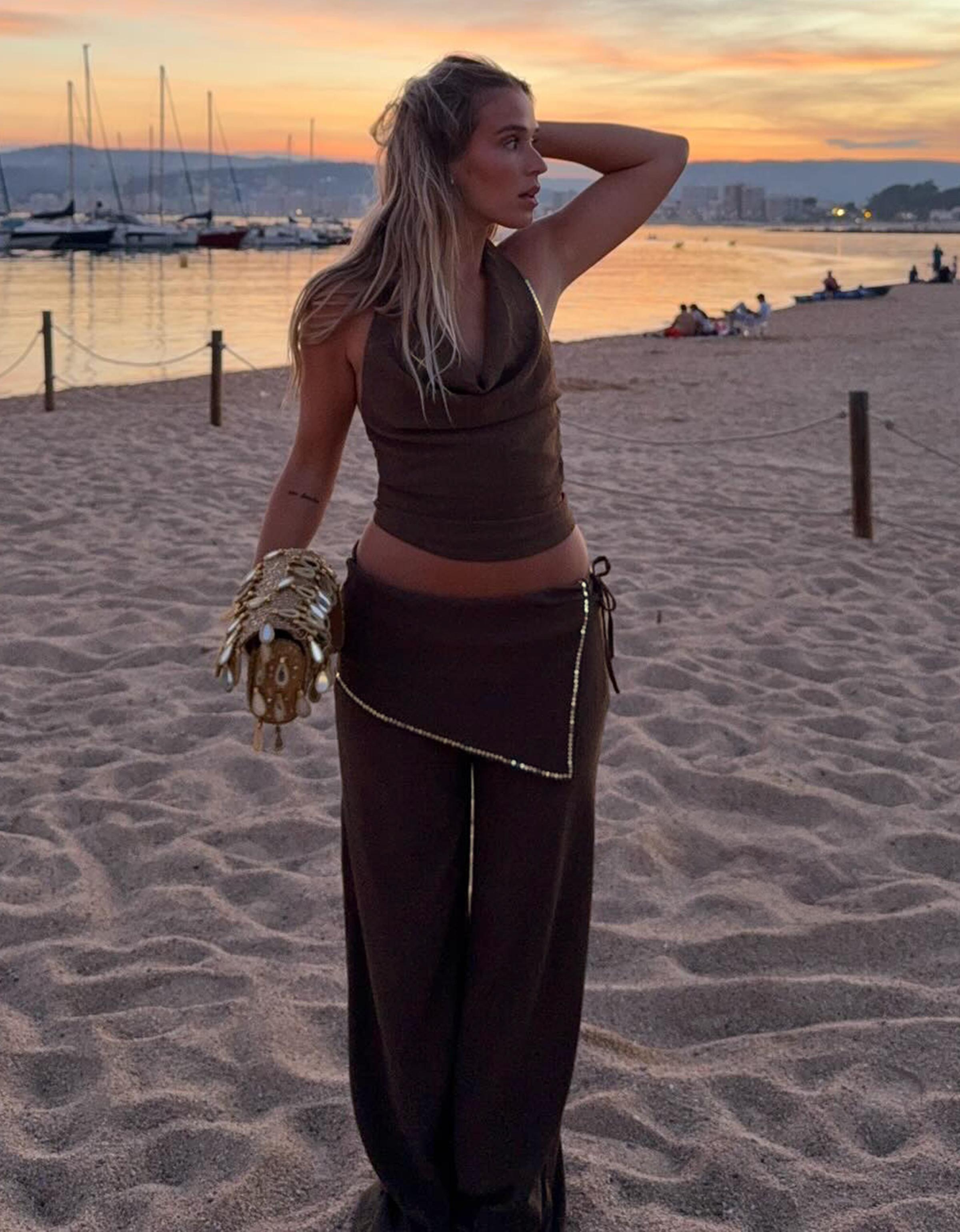 Trousers with sequin overskirt