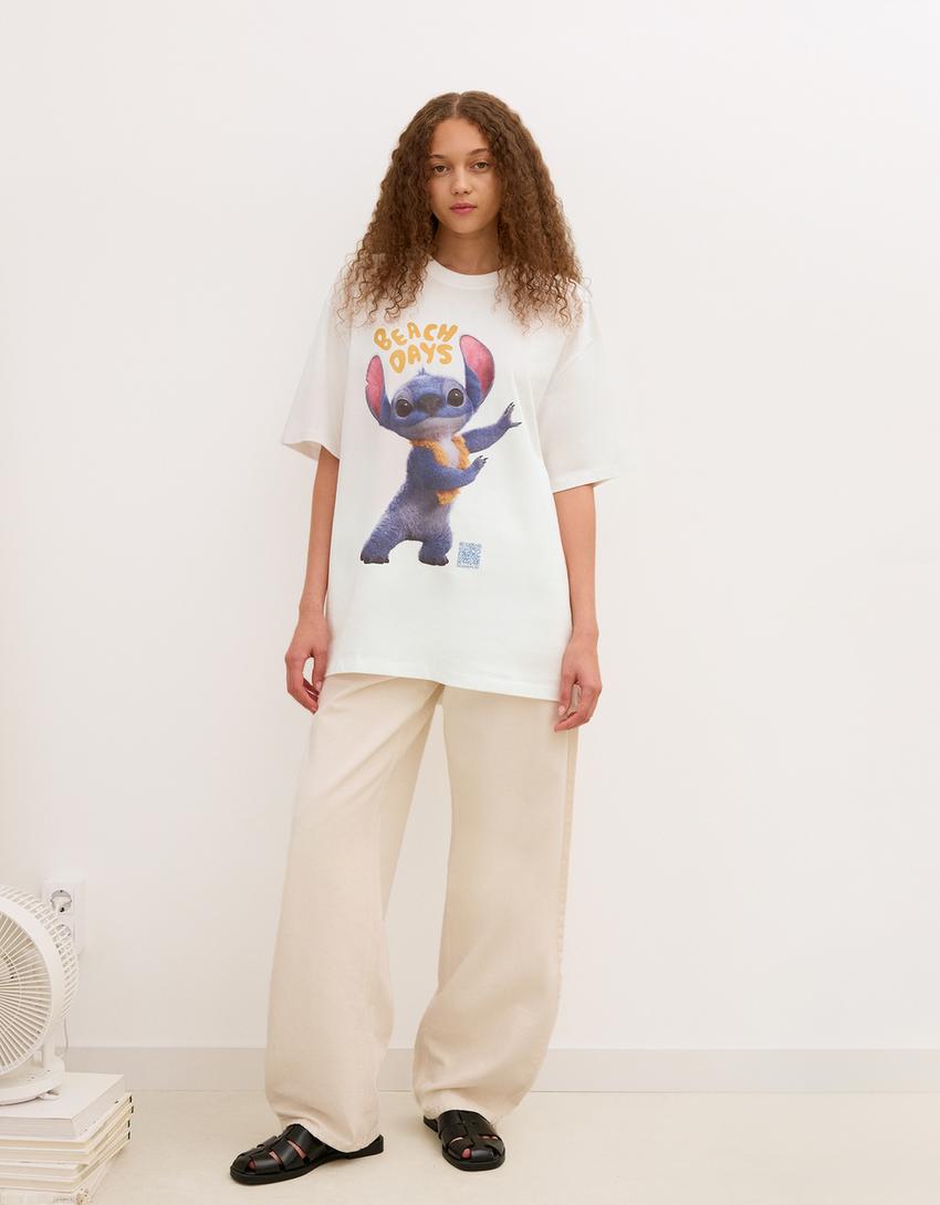 Tričko Lilo & Stitch a krátkými rukávy Wearable Art-Bílá-2