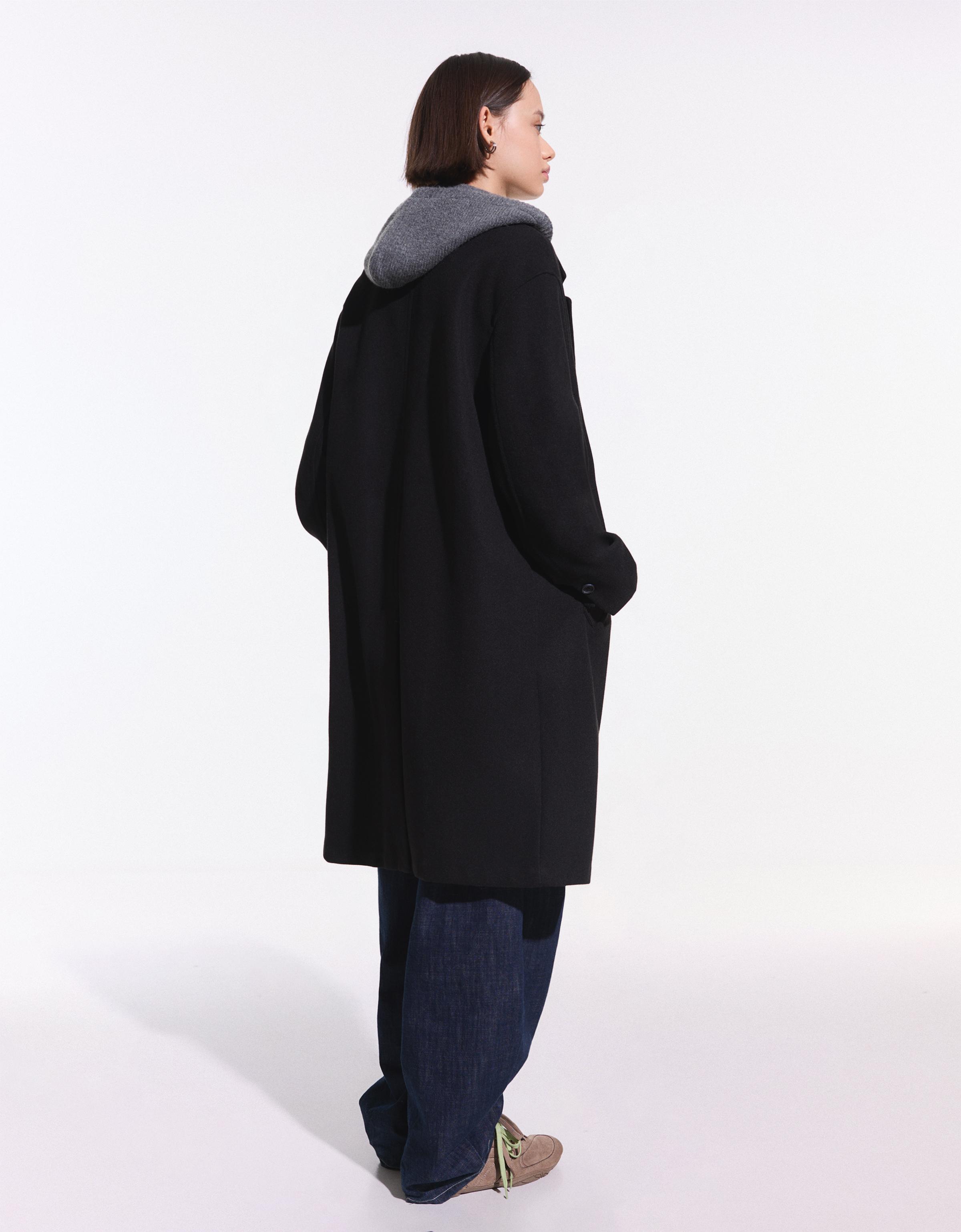 Soft-touch long coat — Black