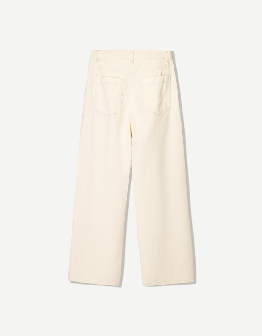 Pantalon fluide à pinces-Beige-5