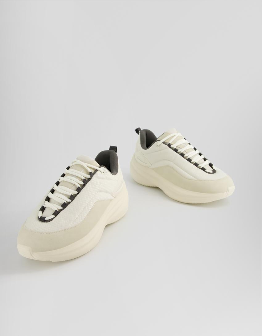 حذاء رياضي بتفصيل قطع تقنية-أبيض-3