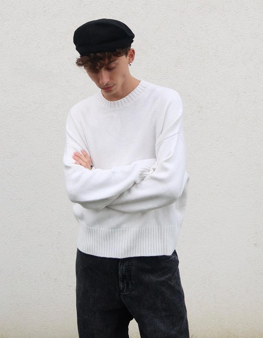 Cropped-Pullover-Weiss