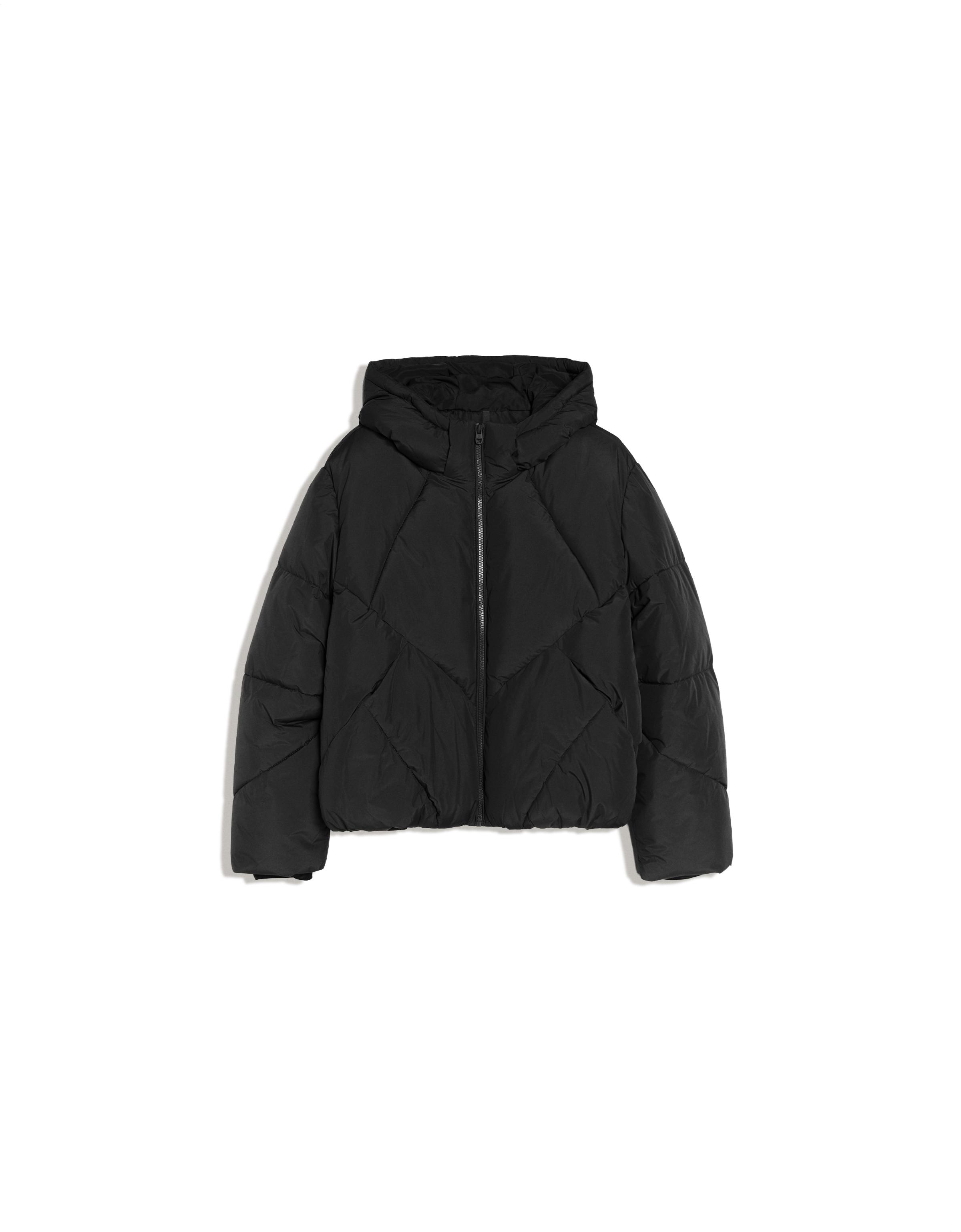 Hooded puffer jacket — Black
