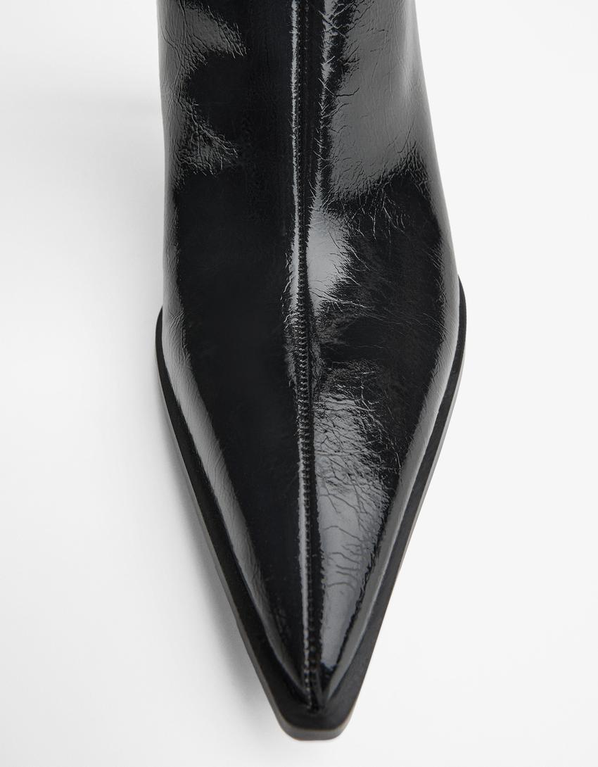 Bottines à talon bride à boucle-Noir