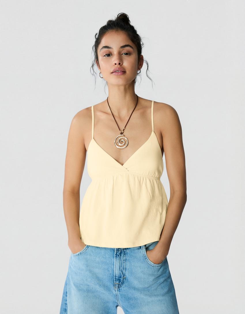 Strappy peplum top-Yellow