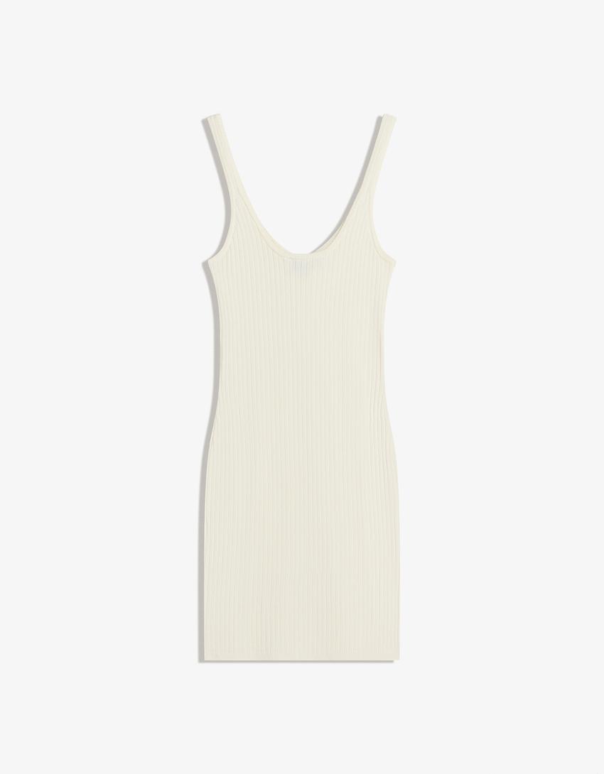 Vestido mini de alças com laço-Cru-4