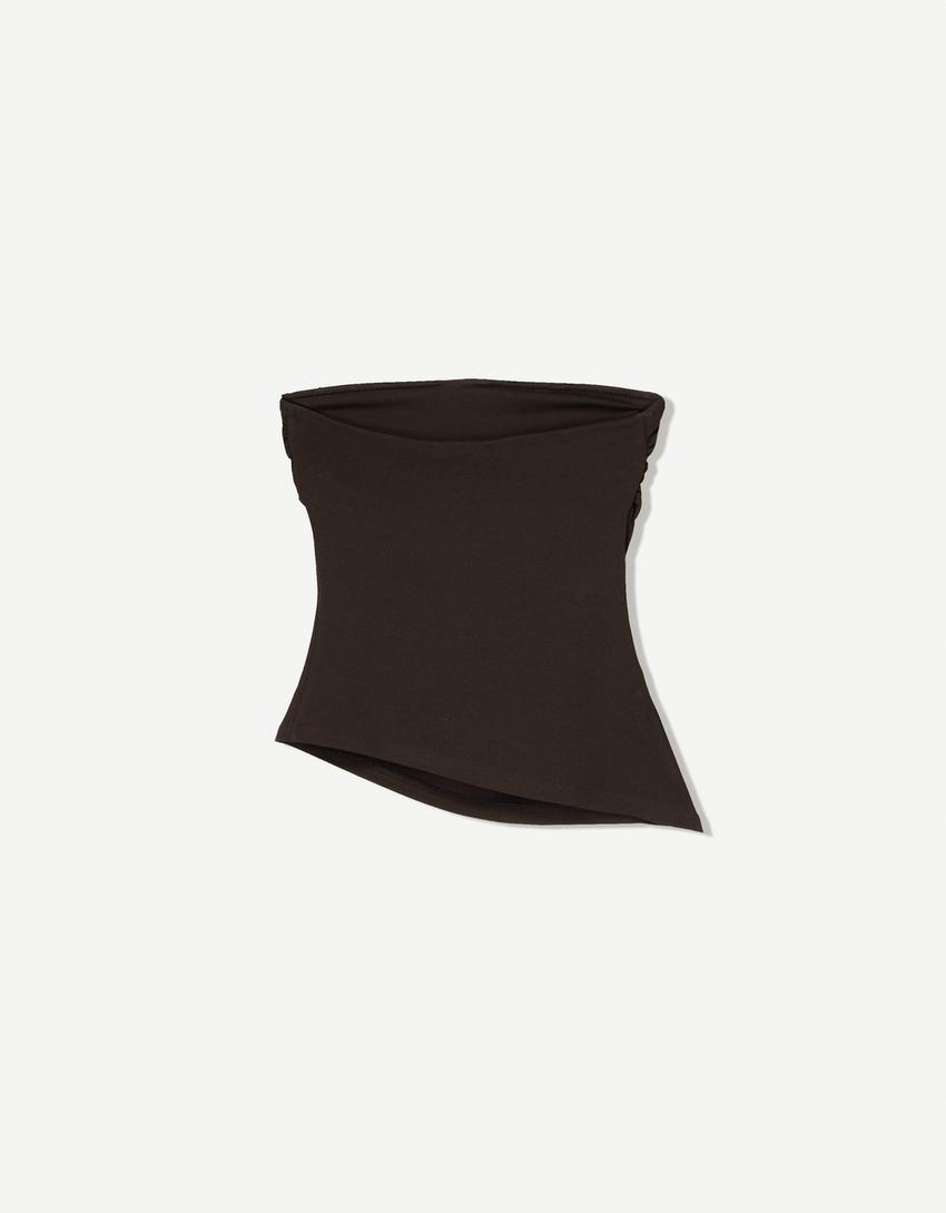 Gathered bandeau top-Brown-4