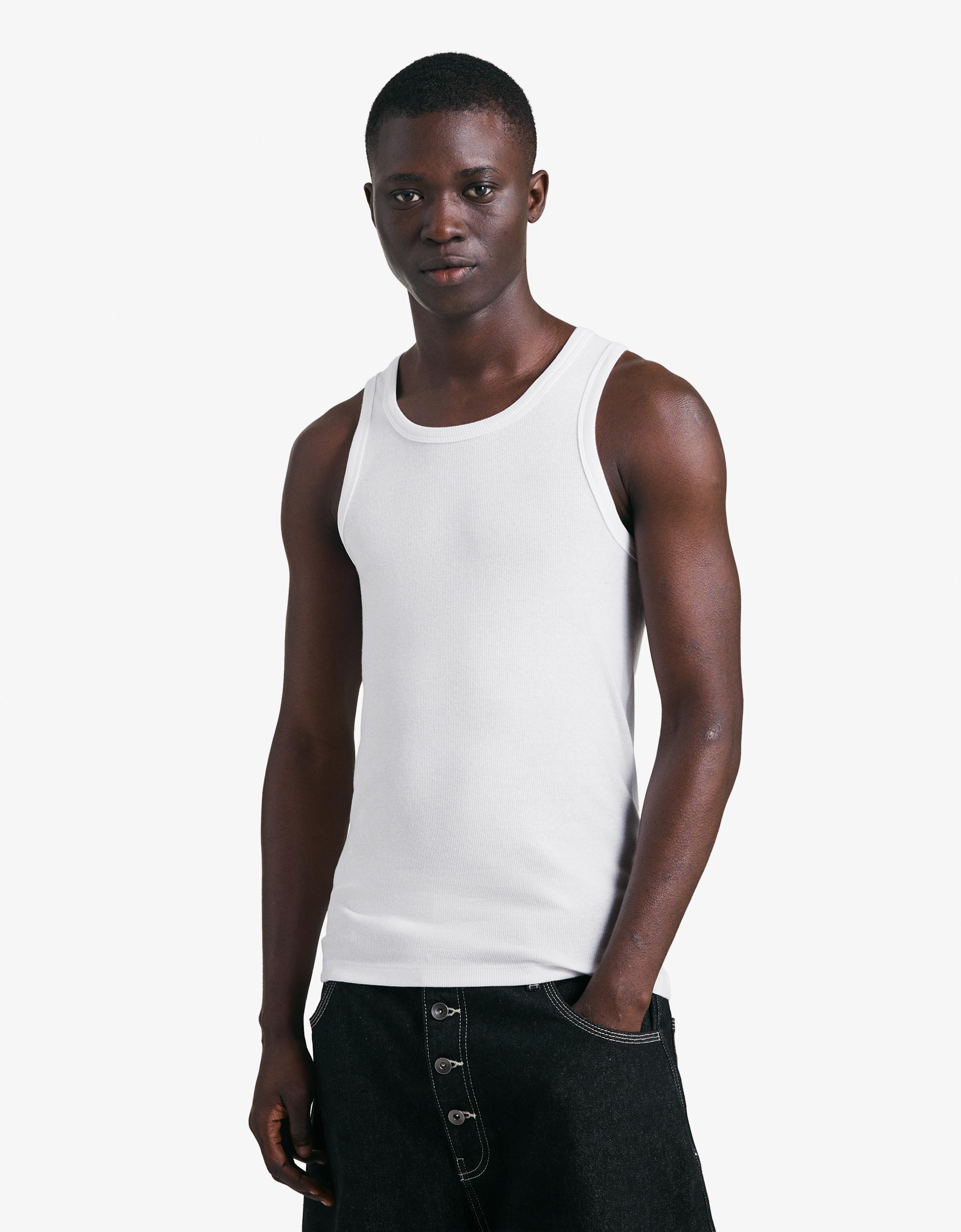 Ribbed vest top — White