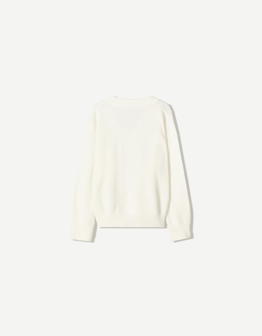 Jersey cuello pico oversize-Crudo-4