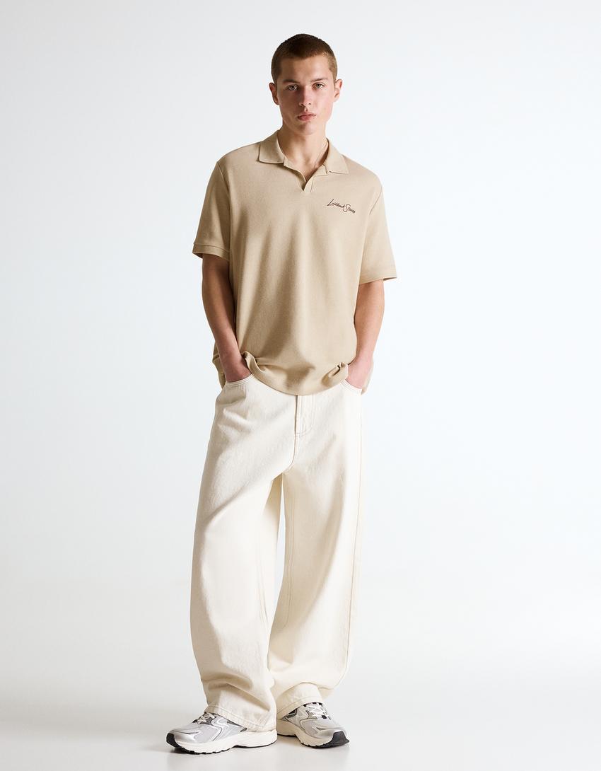 Polo structure brodée-Camel