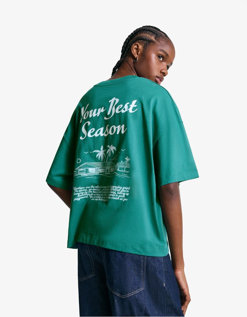 T-shirt manches courtes imprimé-Vert-1