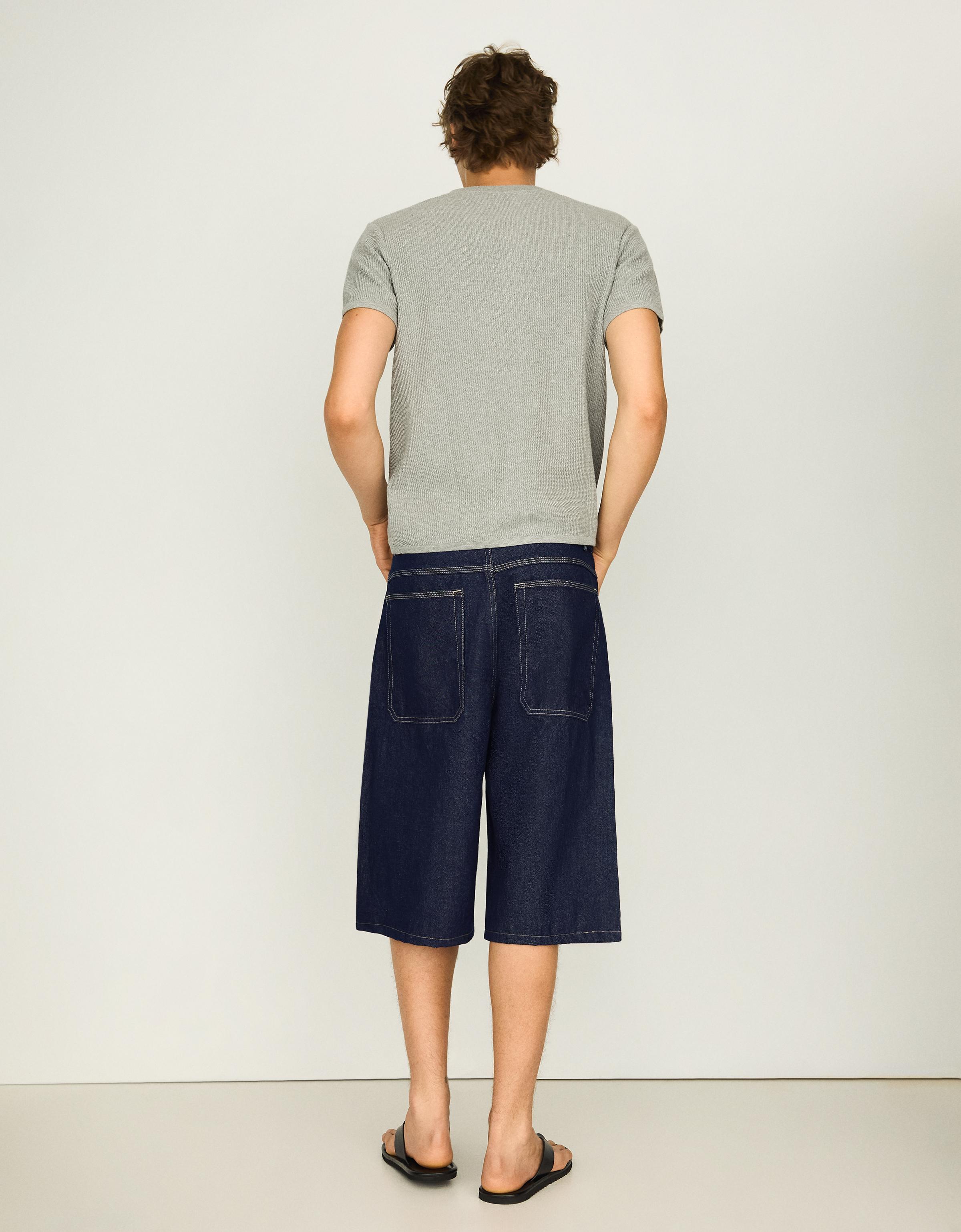 Barrel leg denim Bermuda shorts — Navy