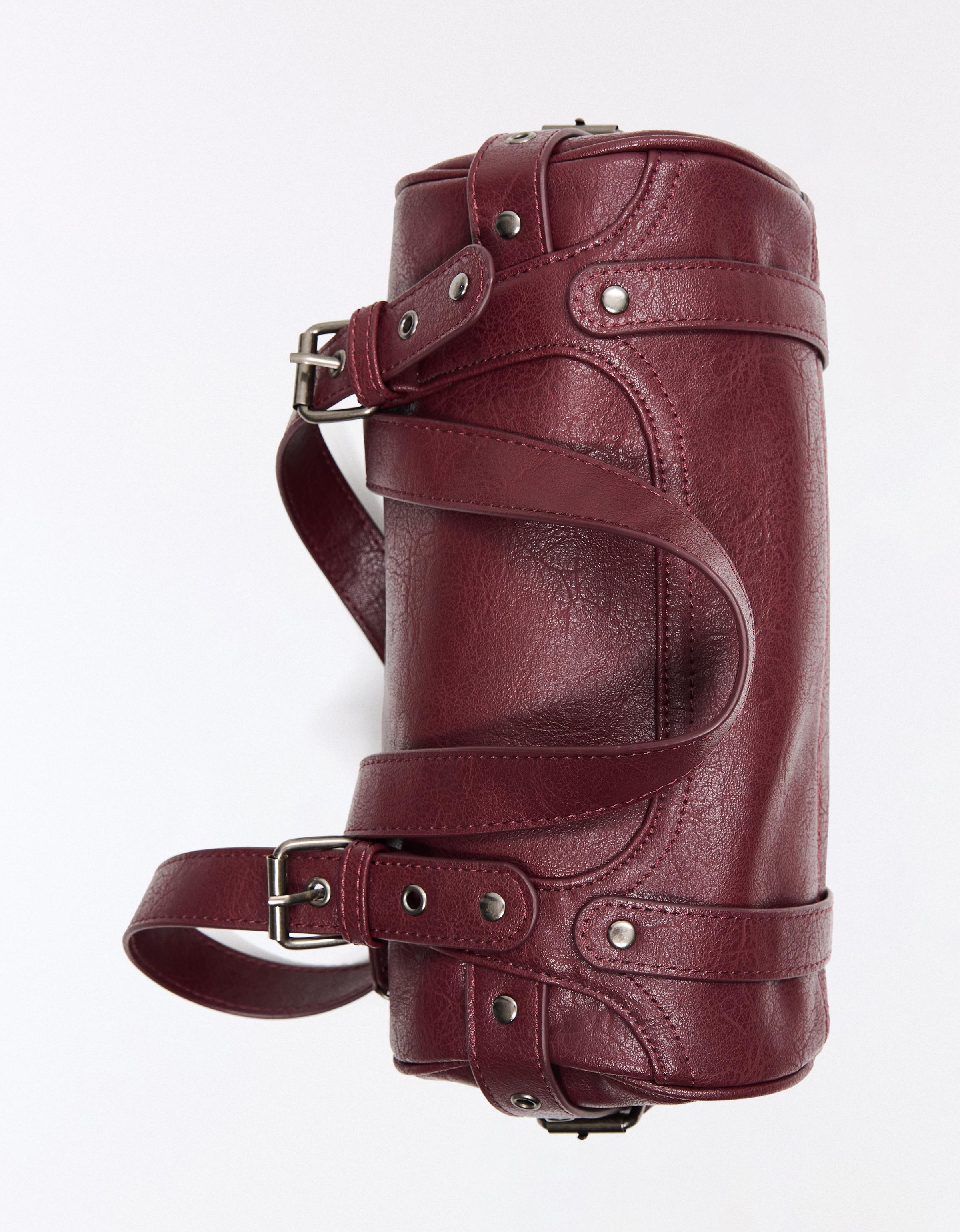 Studded barrel bag — Burgundy