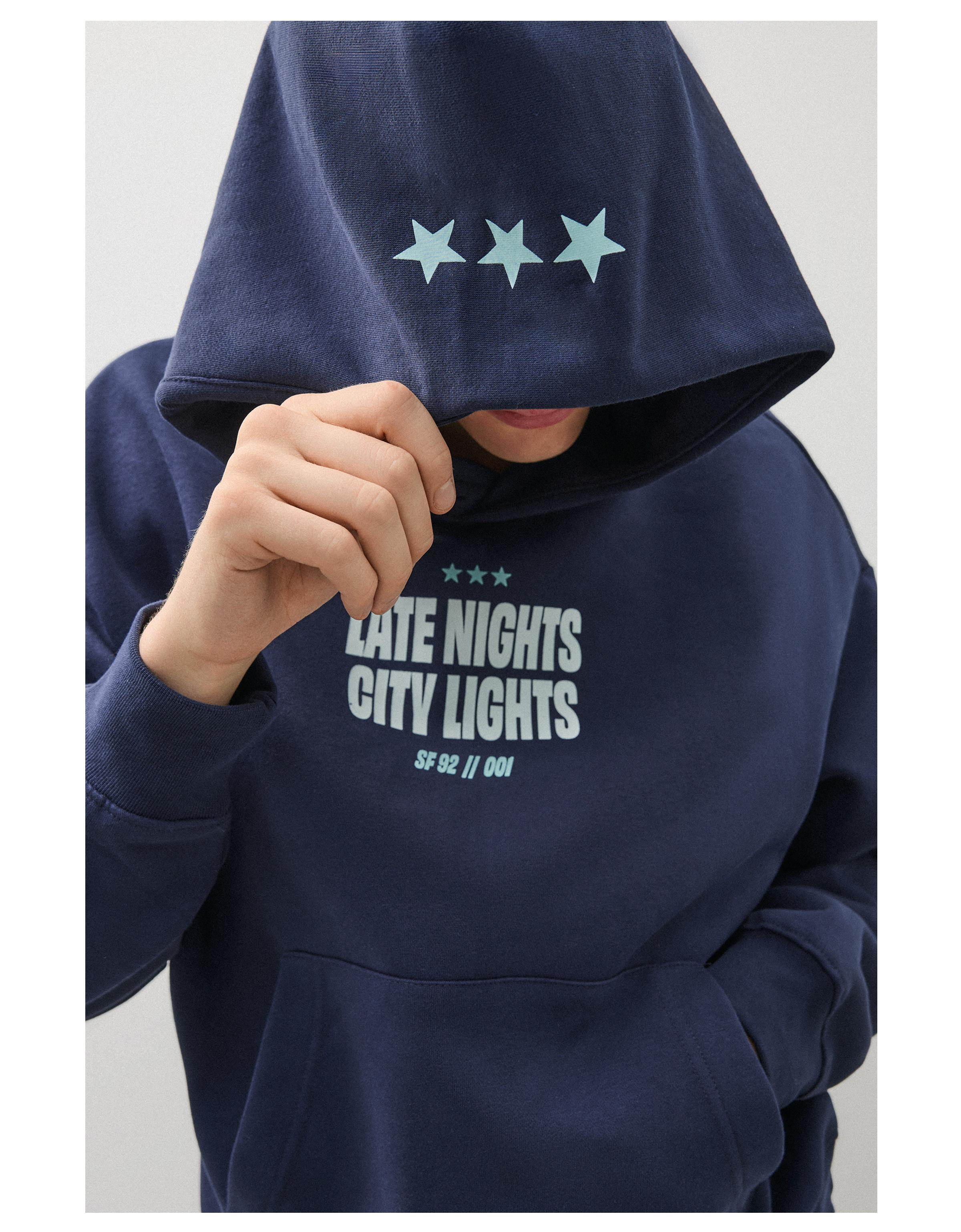 Hooded print sweatshirt — Navy