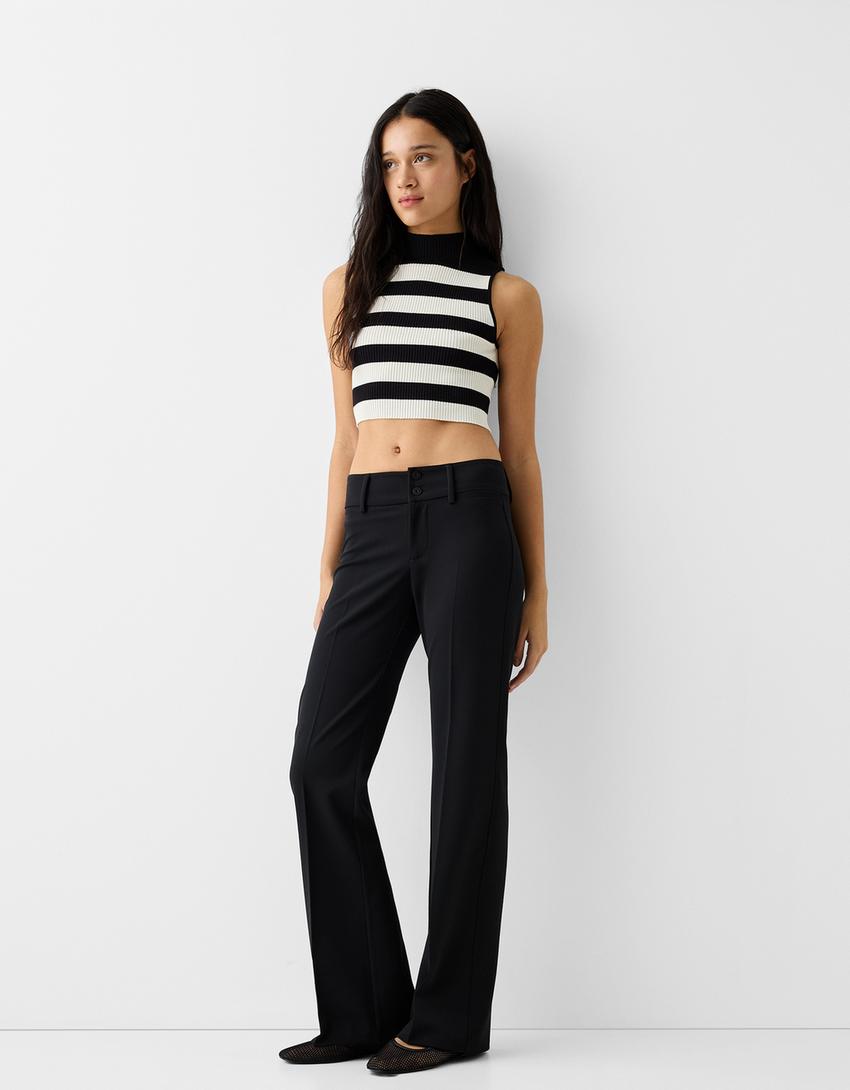 توب محاك بدون أكمام ورقبة عالية-أسود-3