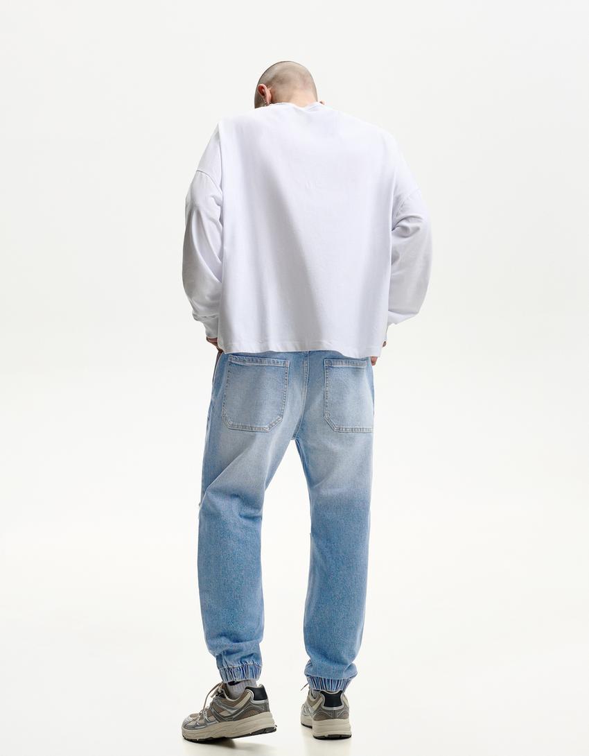 Jeans jogger rotos-Azul lavado-1