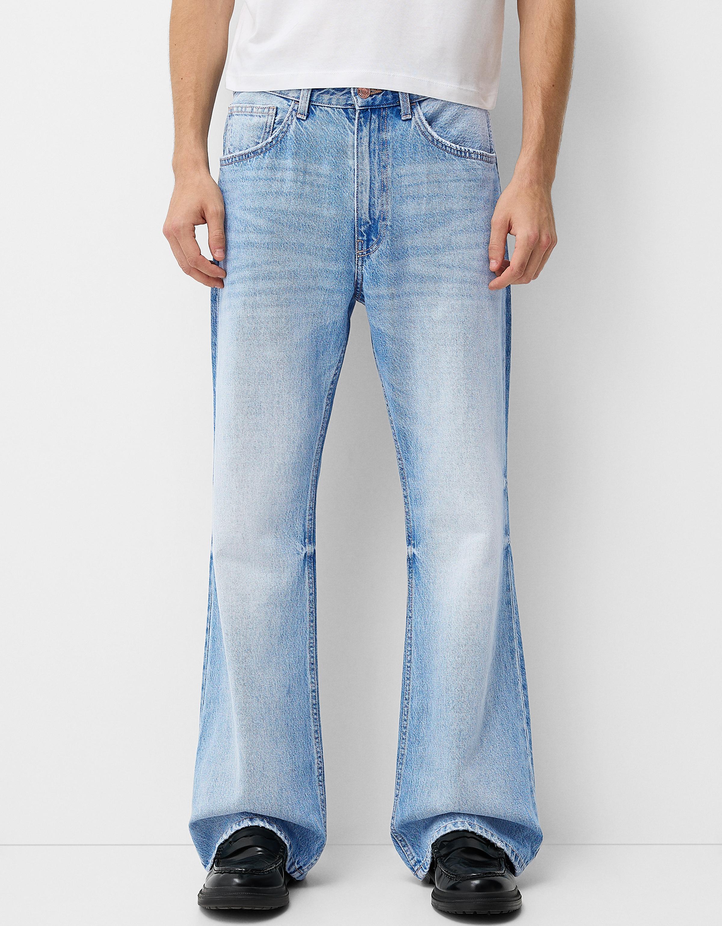 Bershka Jeans-Schlaghose Herren 44 Ausgewaschenes Blau