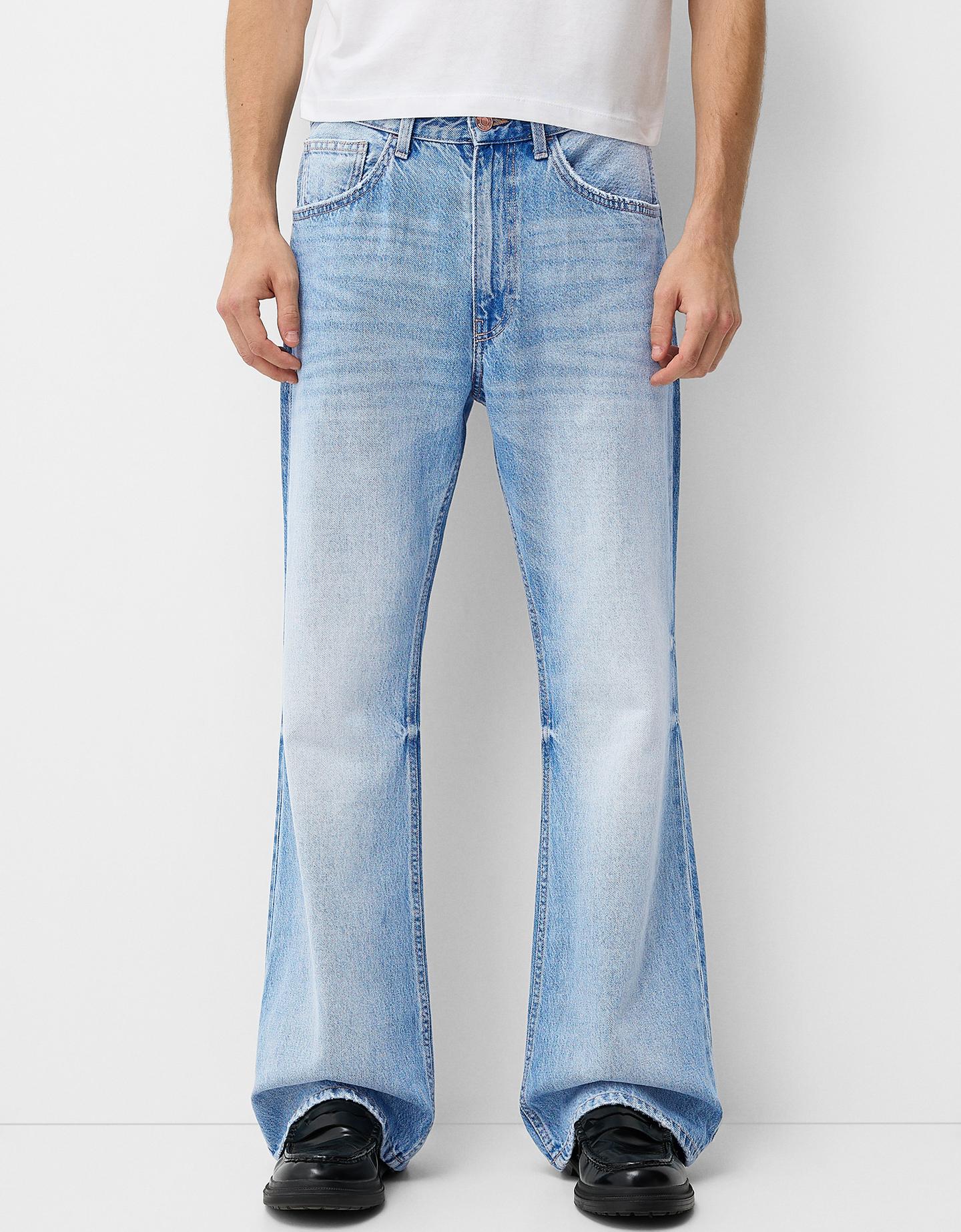 Bershka Jeans Flare Uomo 42 (Eu 36) Azzurro Lavato