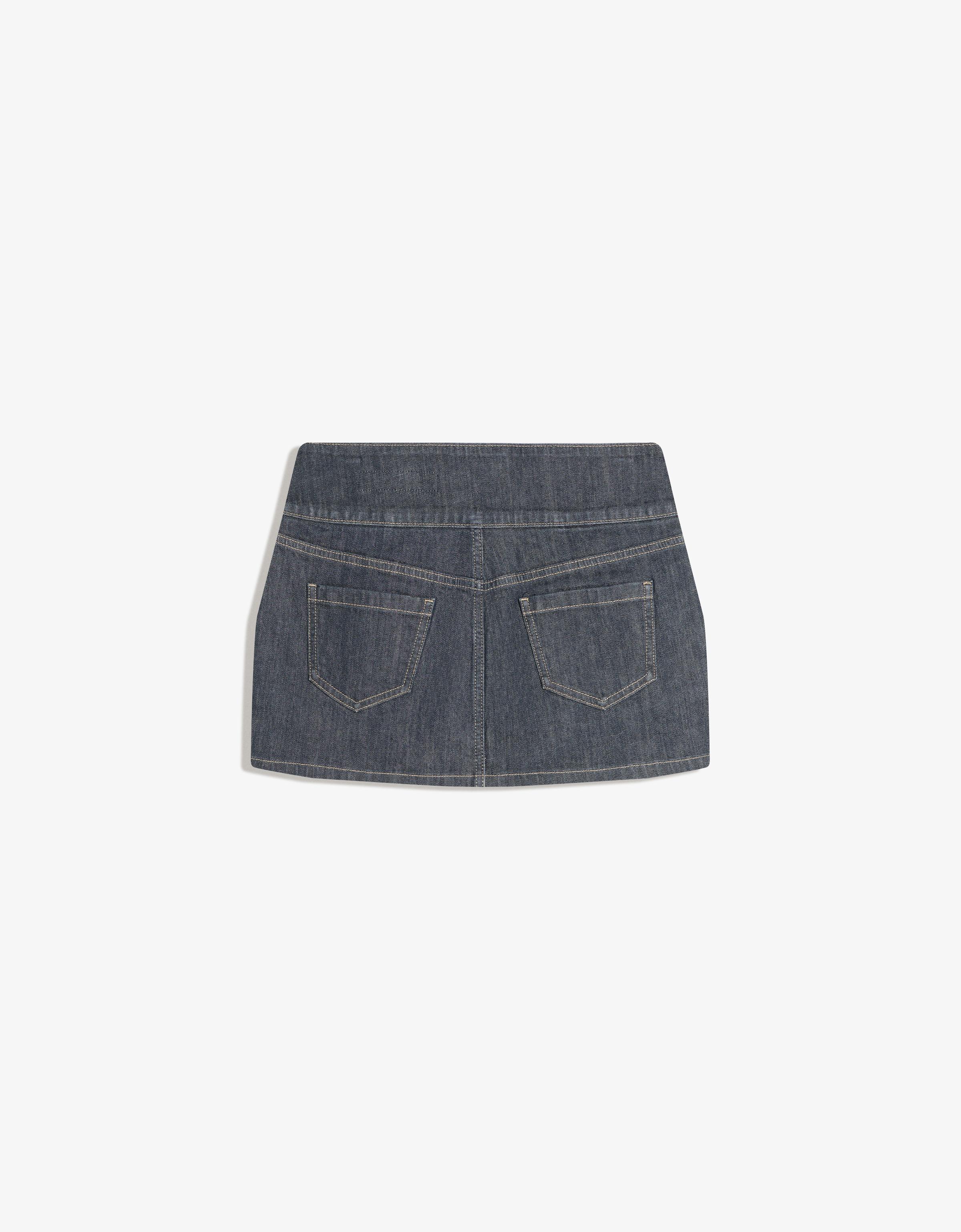 High-waist denim skort
