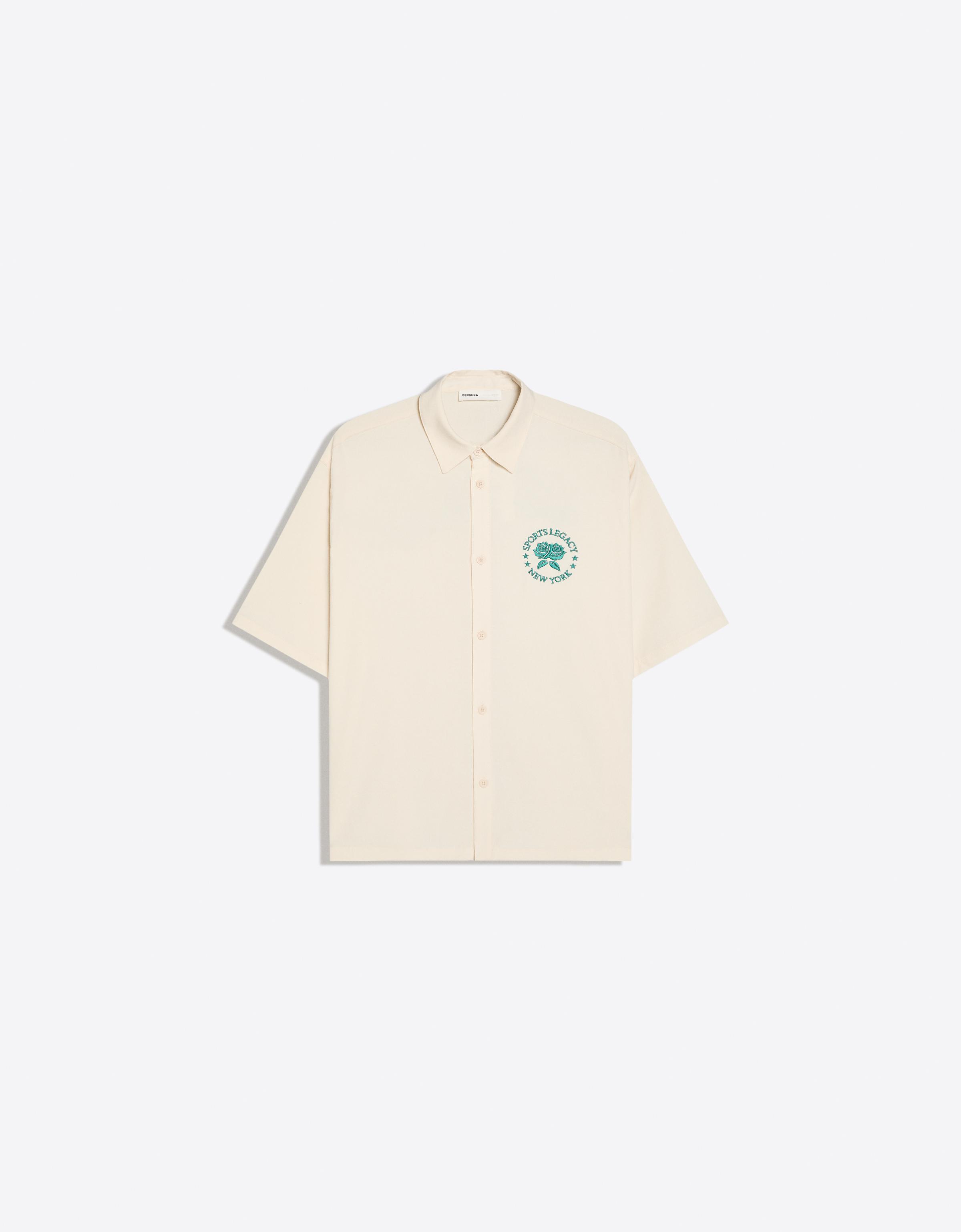 Embroidered short sleeve shirt — Cream