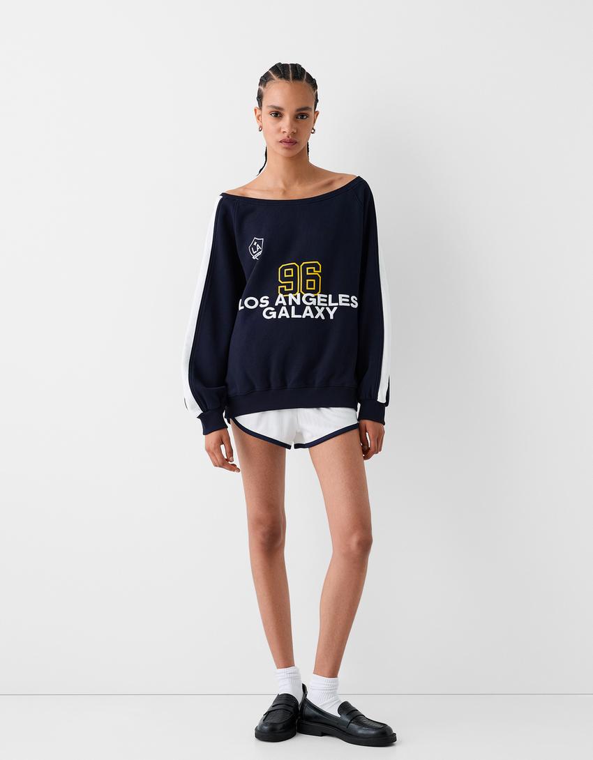 LA Galaxy print Bardot sweatshirt-Dark blue