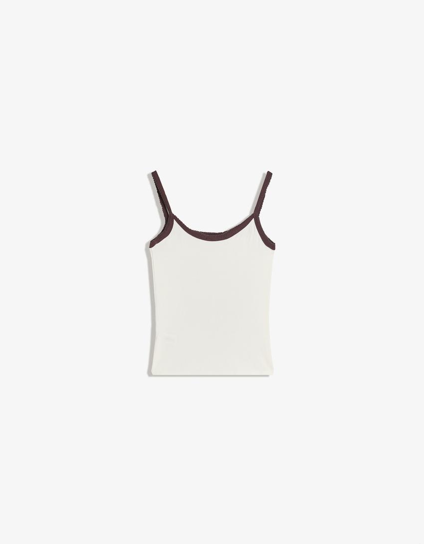 Top de alças com estampa-Branco