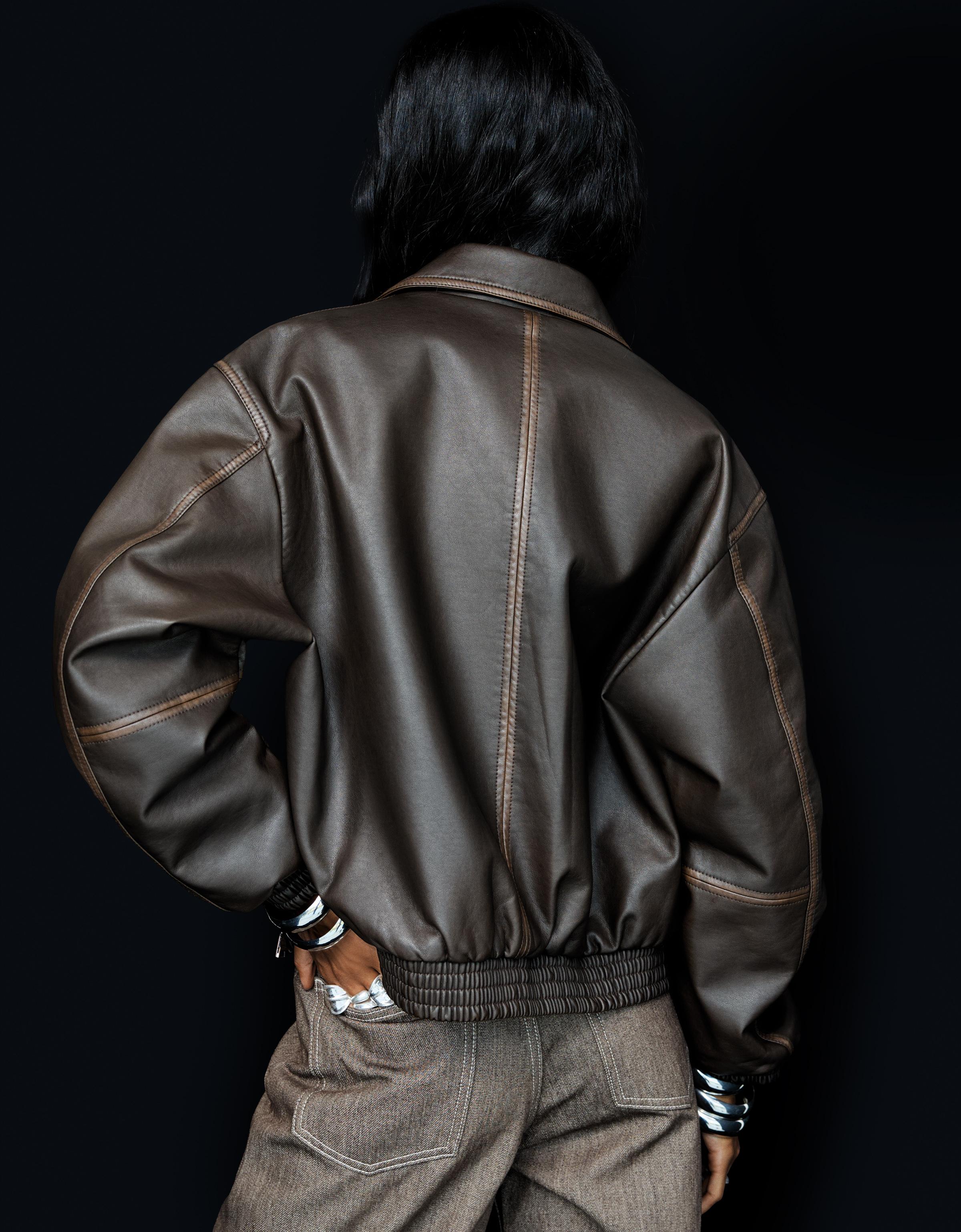 革ジャン (羊皮) Bershka Faux leather oversize jacket - Jackets and trench - BSK Teen