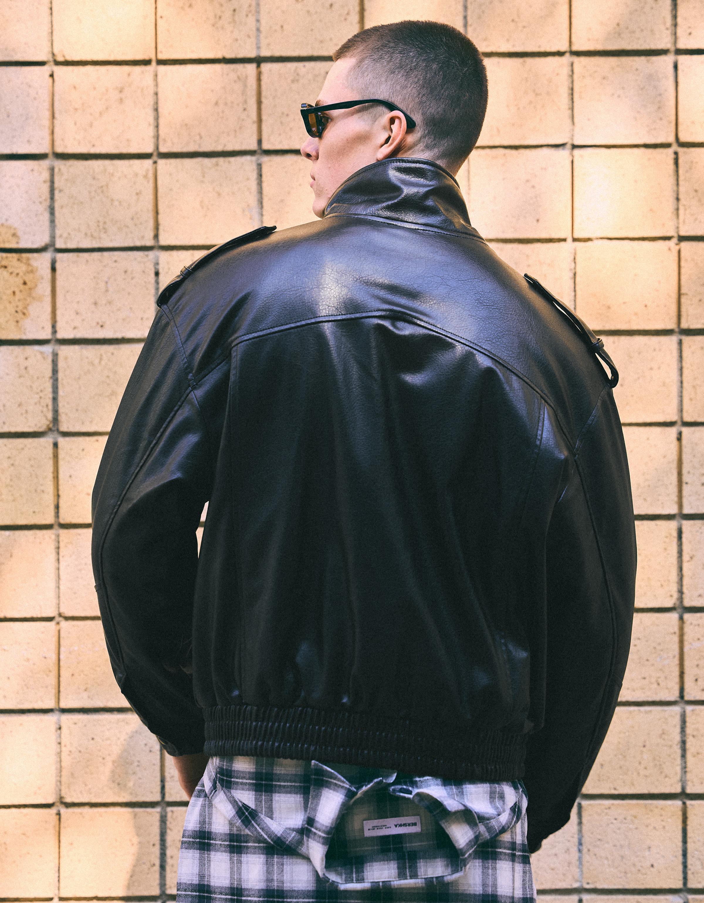 Leather effect jacket — Black