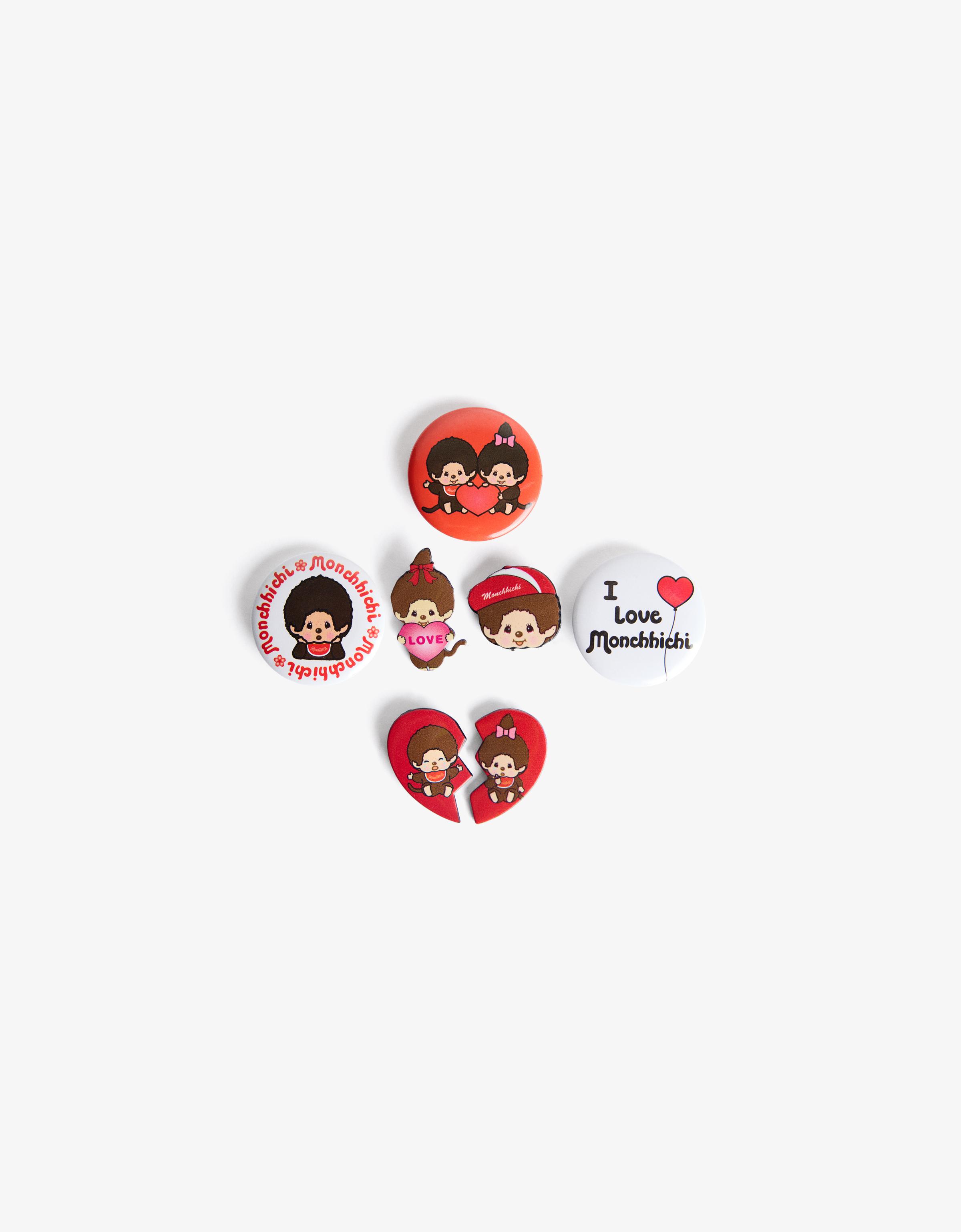 Bershka 7er-Pack Monchhichi-Buttons Damen Rot