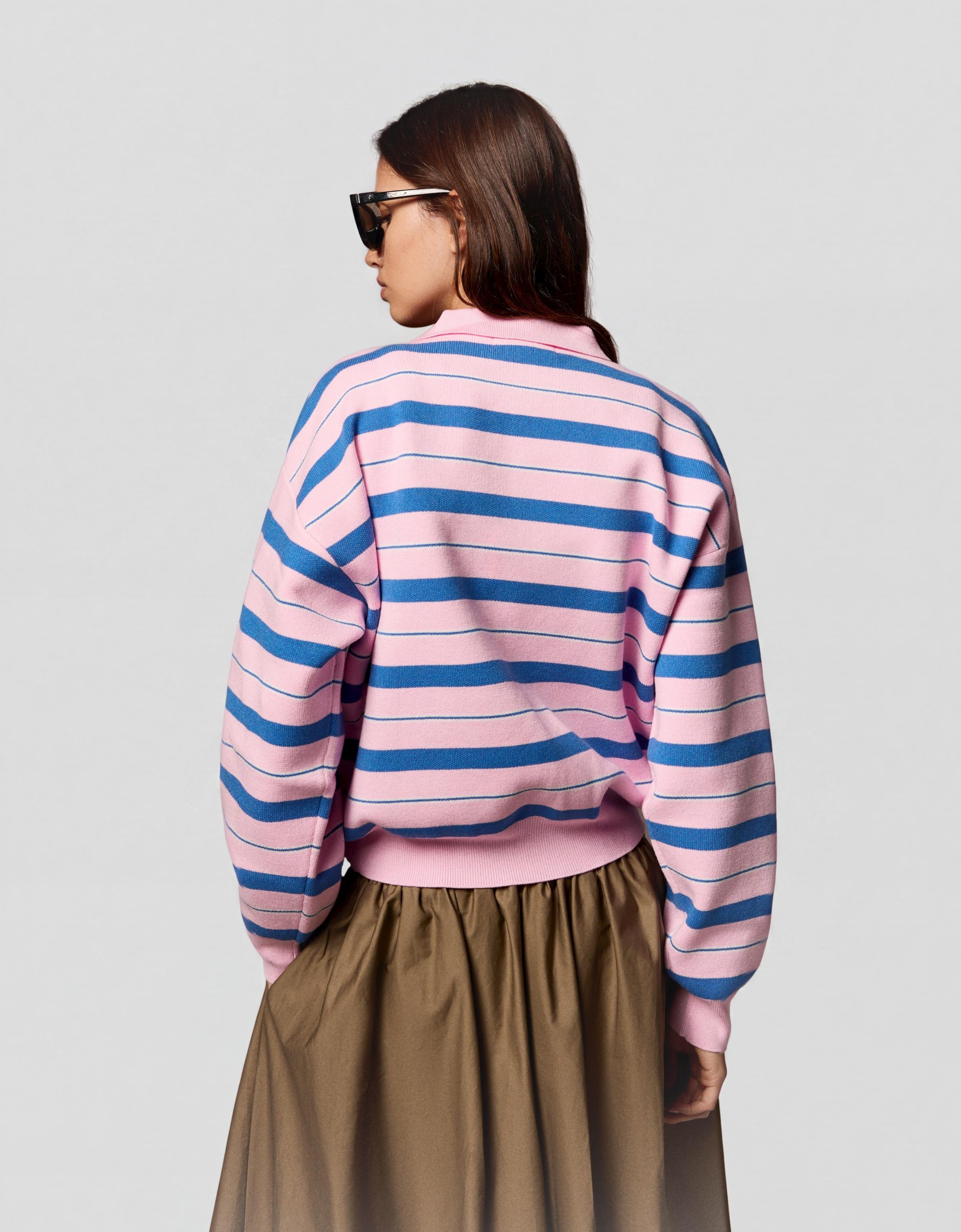 Oversize polo collar jumper — Pink