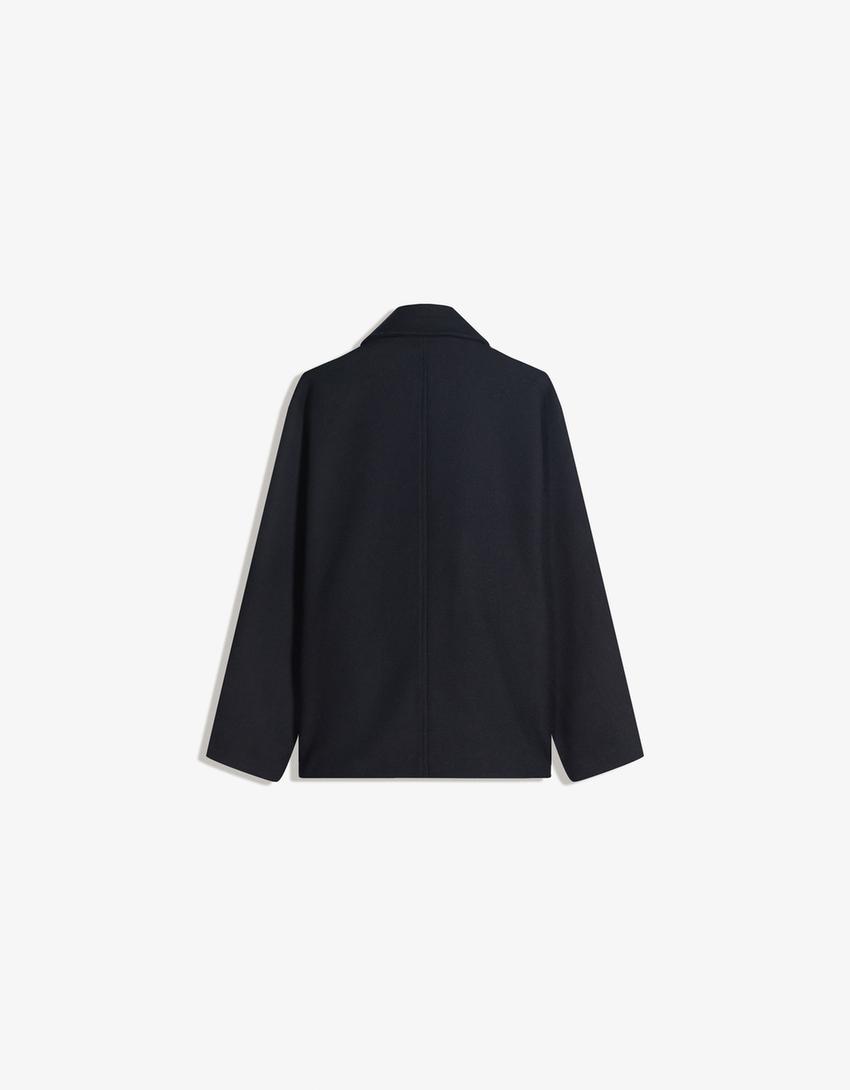 Veste en tissu à manches chauve-souris-Marine